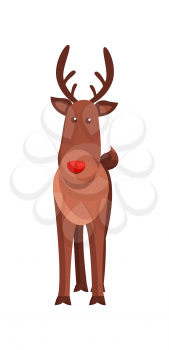 Christmas deer horned animal vector illustration isolated on white background. Wild forest mammal with luxury antler in cartoon style design
