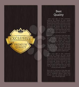 Best quality exclusive premium since 1980 golden label vector illustration crowned emblem isolated on wooden background poster, excellent choice brand
