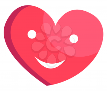 Heart balloon emoticon in love vector, isolated decoration with eyes and mouth. Photozone element, accessory for celebrating anniversary or romantic sticker. Face expression with helium flat style