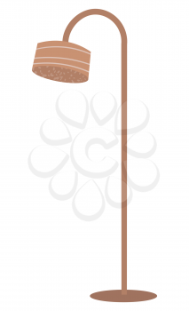 Brown torchiere or floor lamp isolated on white. Stylish piece of furniture for living room. Home decoration, sweet home concept flat vector illustration
