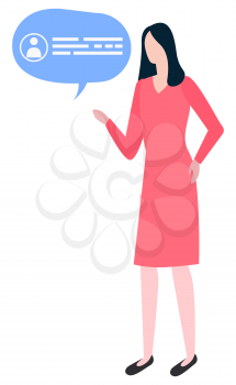 How to write business plan, woman with thought bubble thinking about plan of work. Vector female jobber in pink dress planning company management, consultant