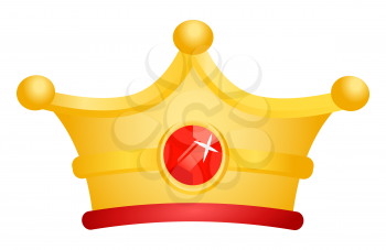 Crown made of gold and gemstone vector, isolated corona of queen or king. Sparkling diamond in coronet. Symbol of royal power and monarchy authority