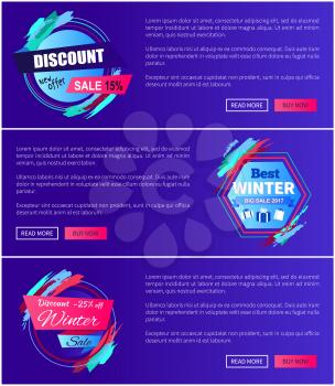 New offer discount and winter sale, website pages that make possible for shoppers to buy some products online using internet on vector illustration