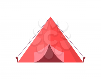 Red tent with open door vector illustration isolated on white. Touristic mobile house for camping, icon in flat style design