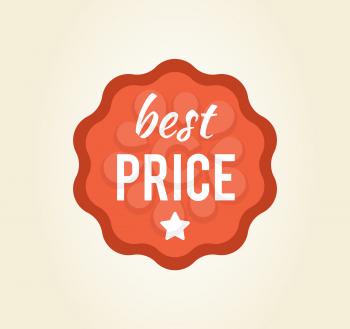 Best price circular sticker with star and headline written in interesting font, promotion of products in shops vector illustration isolated on white