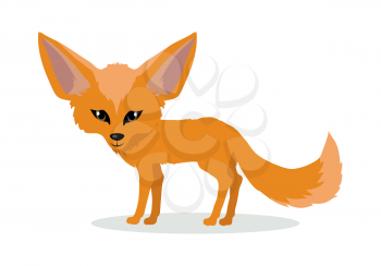Fennec fox cartoon character. Cute red fennec fox flat vector isolated on white background. African fauna. Fennec icon. Wild animal illustration for zoo ad, nature concept, children book illustrating