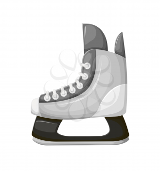 Skiing boot with sharp razor vector, sports footwear isolated icon. Leisure and active lifestyle activities, shoes with lace on leather, warming sportswear