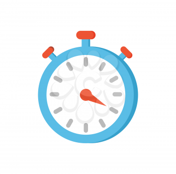 Timer clock isolated icon closeup vector. Device counting and showing seconds, minutes and hours. Drawn indicator with pointers, buttons and screen