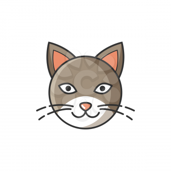 Cat design illustration. Head image symbol of feeling unwell, reaction to animal modern vector illustration in flat style isolated on white