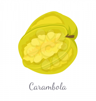 Carambola or starfruit exotic fruit vector. Tropical edible food, dieting vegetarian icon full of vitamins, common to Indonesia, Philippines, Malaysia