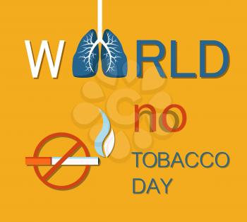 World no tobacco day banner isolated on yellow, colorful vector illustration of struggle with unhealthy addiction poster, stop smoking symbol image