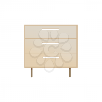 Chest of drawers, closeup object, interior design and decor, item made of wooden material allowing to put things inside of it vector illustration