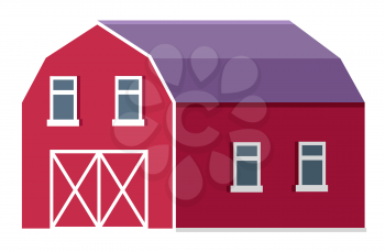 Rural farm or ranch barn or stable flat vector icon. Traditional farm building or structure for animals living or harvest storage. Wooden storehouse on ranch illustration