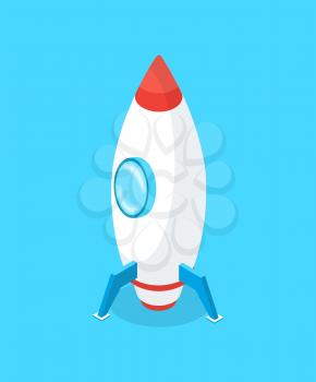 Launching rocket vector, business start up innovative idea isolated icon. Launcher of metal construction ready to explore space. Project beginning