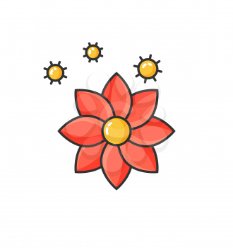 Allergy to flowers blooming, allergic reaction isolated icon. Flourishing of flora, hypersensitivity of human body at blossom in spring or summer