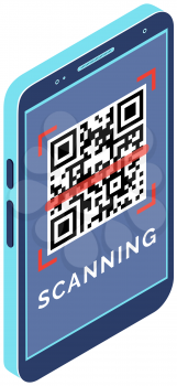 Phone app to recognize qr code. Application for scanning barcode on smartphone screen. Machine-readable optical mark containing information about object to which it is associated. Qrcode recognizer