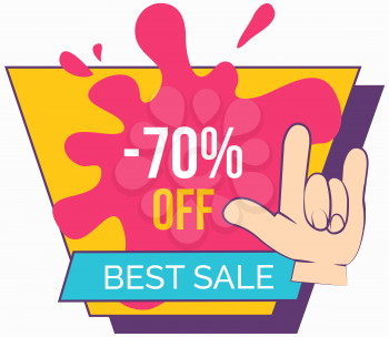 Big sale banner best price. Hot sale and discount. Special offer text and hand. New arrival, big sale and special offer. Black friday up to. Big discount with human hand pointing to advertising phrase