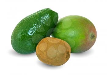 kiwi of mango of avocado isolated on the white