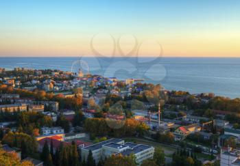 SOCHI, RUSSIA - OCTOBER 09: Sochi, Lazarevskoe - Resort city of Sochi, the settlement Lazarevskoe coast of the Black Sea. View of the city from the observation deck. on October 9, 2013 in Sochi