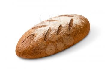 loaf of rye bread isolated on white background. object with clipping paths