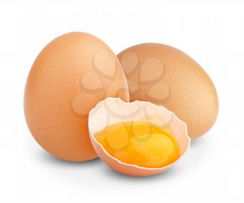 chicken broken egg isolated on white background
