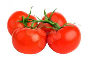 bunch  tomatoes isolated on white background