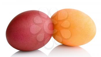 Easter colored eggs isolated on white background