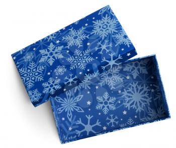 Christmas Open empty gift blue box. isolated with clipping paths