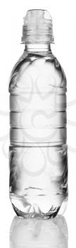 Small plastic water bottle isolated on white. clipping path