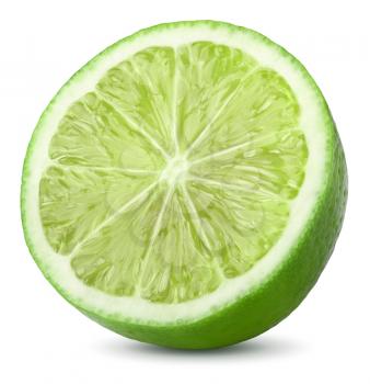 Half of lime citrus fruit isolated on white background