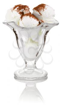 glass of milk ice cream with chocolate chips isolated on white
