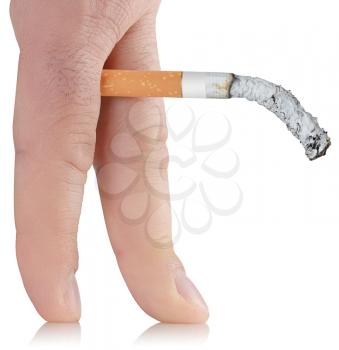 smoked cigarette in the fingers of the concept of causing impotence Smoking
