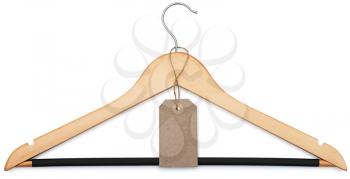 coat hanger and blank price tag isolated on white background with clipping paths