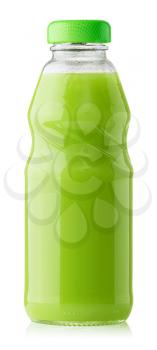 bottle of fresh kiwi juice isolated on white with clipping paths