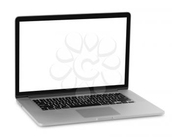 laptop with blank screen. Isolated on white background.