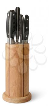 kitchen knife set with scabbard isolated on white background with clipping paths