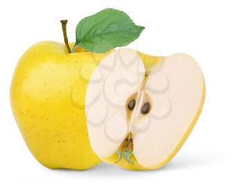  yellow apple fruits isolated on white background