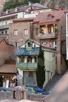 Architecture of the Old Town in Tbilisi, Georgia, close to the sulphur baths
