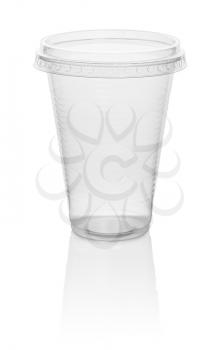 plastic transparent disposable cup, isolated on white background with clipping path