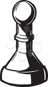 Pawn chess piece used in a game of strategy and skill, black and white hand-drawn doodle illustration