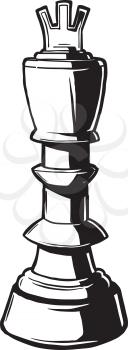 King chess piece conceptual of skill, planning and strategy, black and white hand-drawn doodle illustration