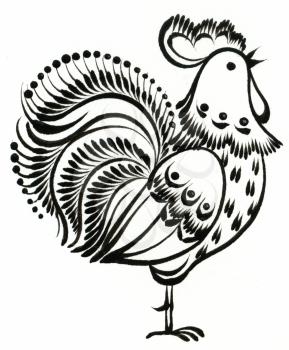 Royalty Free Clipart Image of a Decorative Rooster