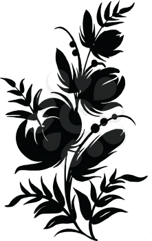 hand drawn, ornamental, black silhouette in grunge style