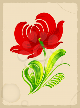 vintage floral card in Ukrainian folk style