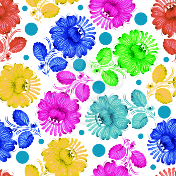 coloured seamless pattern with motive of flower