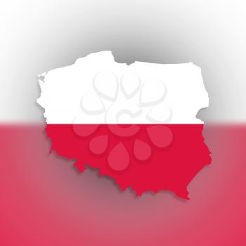 Poland map with the flag inside, isolated
