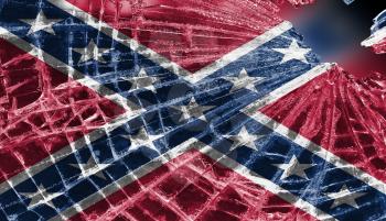 Broken ice or glass with a flag pattern, isolated, Confederate flag