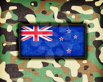 Amy camouflage uniform with flag on it, New Zealand