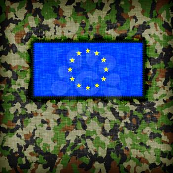 Amy camouflage uniform with flag on it, EU