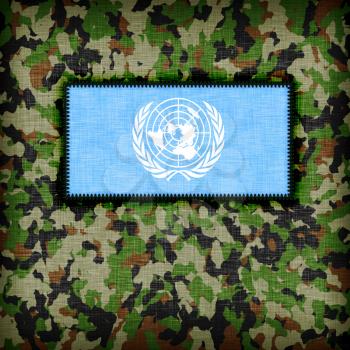Amy camouflage uniform with flag on it, UN